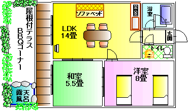 露天付５名用-2階客室