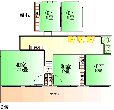 大型棟２５-３５名用２階　間取り