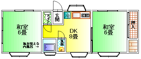 入田浜　間取り　６名用（追加２名まで）